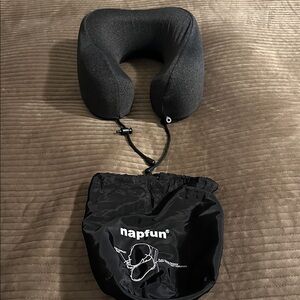 Napfun Black Memory Foam Travel Neck Pillow